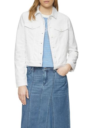 s.Oliver Jeansjacke S.OLIVER, Damen, Gr. 34, weiss (wei&szlig;), Denim/Jeans, Obermaterial: 98% Baumwolle, 2% Elasthan, unifarben, tailliert taillenbedeckt, Manschet