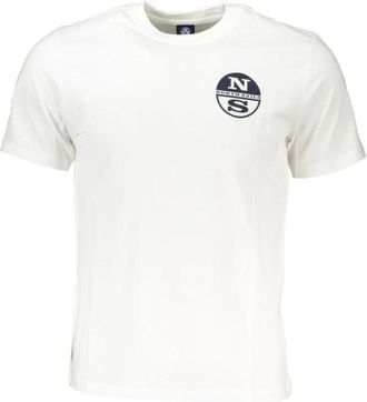 North Sails Wit Katoenen Logo Print T-shirt - Heren - T-shirts - Wit - L - Katoen - Tops