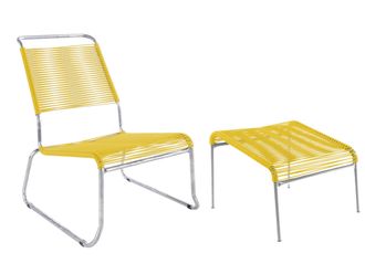 Schubiger M&ouml;bel Spaghetti-Kufen-Lounger-Hochlehner + Hocker S&auml;ntis