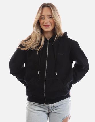 Off-white Womens Diagonal Regular Zip-Up Hoodie - Black - Size: 10