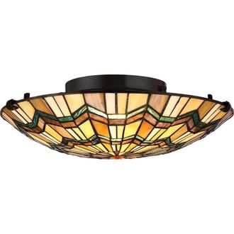 Netlighting Alcott 2 Light Tiffany Flush Mount Bronze Finish E27