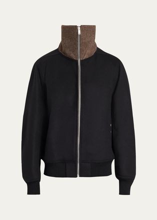 Rick Owens Mens Wool Melton Bomber Jacket