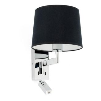 Faro Barcelona Artis Aplique De Pared Con Lector Cromo/negro 68493-03
