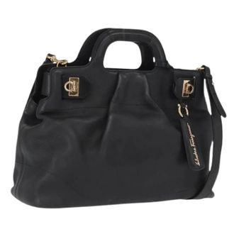 Ferragamo Pre-owned Handbags, female, Black, Size: ONE SIZE Pre-owned Leather Handbag