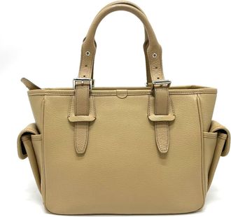 Burberry Beige Leather Handbag Tote Bag (Pre-Owned)