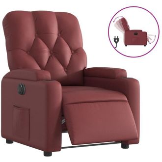 vidaXL Sill&oacute;n Reclinable El&eacute;ctrico De Cuero Sint&eacute;tico Rojo Tinto Vidaxl