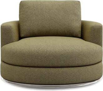 Castlery Hamilton Swivel Armchair 39.4 Customized, Performance Boucle Moss, Spill Resistant, 360-&deg; Swivel for Castlery Chairs, Green