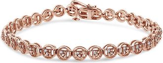 House of Brilliance 925 Sterling Silver 1/10 Cttw Diamond Open Circle Wheel Link 7 Tennis Bracelet