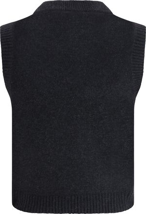 Ganni Womens Wool Vest Graphic Black Sand Knitwear Sweater