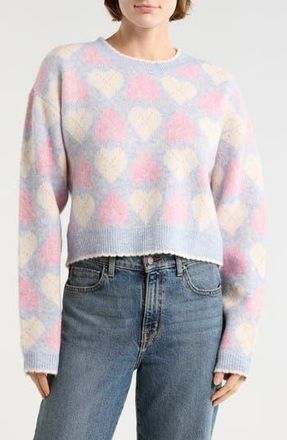 Lush Heart Argyle Pullover Sweater in Blue Pink at Nordstrom Rack, Size X-Large