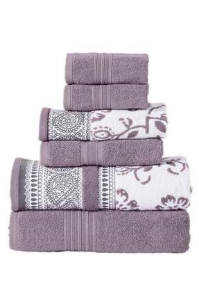 Modern Threads Yarn Dyed Jacquard/Solid Towel 6-Piece Set - Ophelia Stone in Orchid at Nordstrom Rack, Size 6 Piece Set