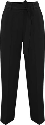 Kocca Elegante geplooide broek met ceintuur - Dames - Straight fit broeken - Zwart - L - Broeken