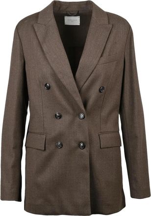 Circolo 1901 Double-Breasted Stretch Blazer With Notch Lapel And Flap Pockets