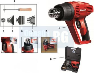 Trade Shop Trade Shop - Sverniciator Pistola Termica 350&deg; 550&deg; 2000w Th-ha 2000/1 Einhell + Accesorios