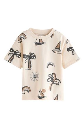 Next Kids Beach Print Cotton T-Shirt in Neutral at Nordstrom, Size 1.5-2Y