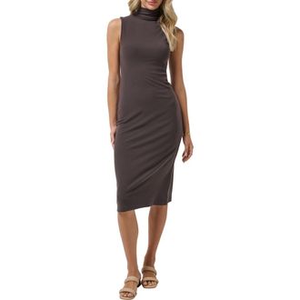 Travis Mathew Cloud Sleeveless Mock Neck Rib Dress in Coffee Grounds at Nordstrom Rack, Size X-Large