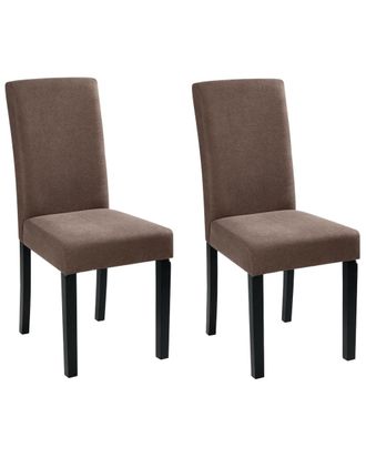 Beliani Conjunto de 2 sillas de comedor tela marr&oacute;n