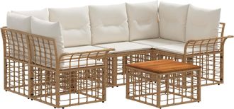 vidaXL Conjunto De Sof&aacute;s De Exterior 7 Uds. Natural Y Crema Vidaxl