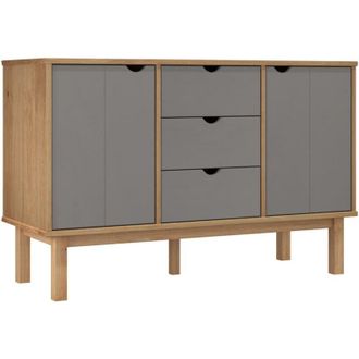vidaXL Vidaxl - Aparador Otta Madera Maciza Pino Marr&oacute;n Y Gris 113,5x43x73 Cm