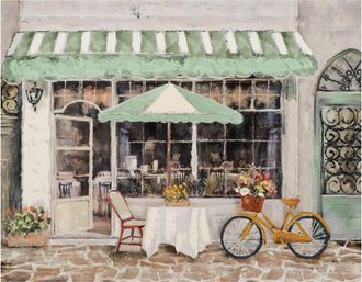 Schubiger M&ouml;bel Bild Strassencafe in Gr&uuml;n