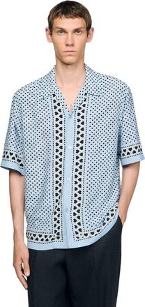 Sandro Heart motif flowing shirt in Sky Blue at Nordstrom, Size Xx-Large