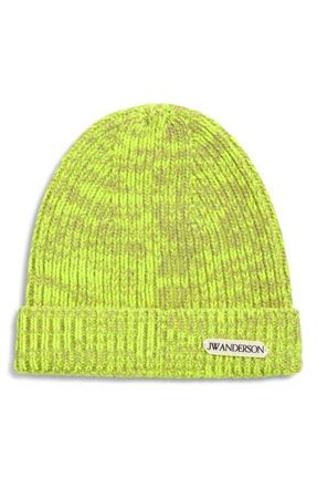 J.W.Anderson Wool Blend Mouline Beanie in Neon Yellow at Nordstrom
