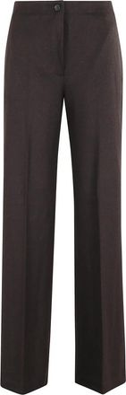 Seventy Donkerbruine elastische taillebroek - Dames - Wijde Broeken - Bruin - 4XL - Wol - Broeken
