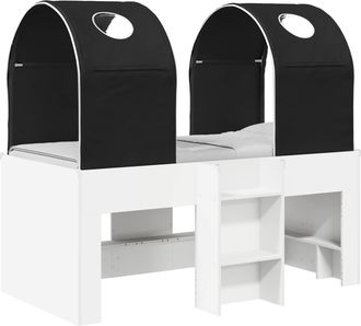 vidaXL Cama Con T&uacute;nel 3 Uds. Blanco Y Negro Madera De Ingenier&iacute;a Vidaxl