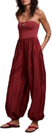 Mint Velvet Bandeau Balloon Jumpsuit in Burgundy at Nordstrom, Size X-Small