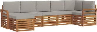 vidaXL Conjunto De Sof&aacute;s De Exterior 7 Uds. Gris Natural Y Claro Vidaxl