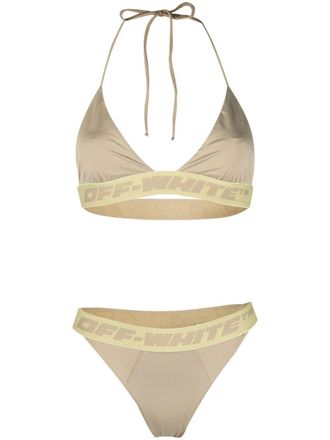 Off-white Bikini met logoband - Groen