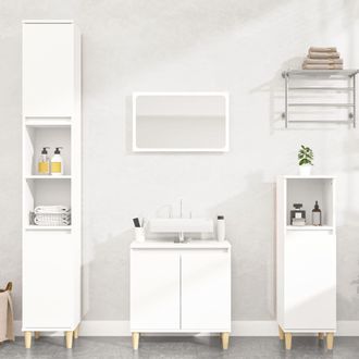 vidaXL Vidaxl - Juego De Muebles De Ba&ntilde;o 3 Pzas Madera Contrachapada Blanco