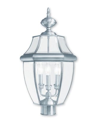 Livex Lighting Livex Monterey 3-Light Bn Outdoor Post Lantern