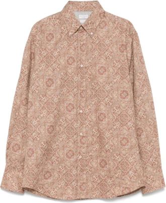 Brunello Cucinelli Paisley Print Button-Down Shirt - Heren - Casual Overhemden - Bruin - L - Katoen - Overhemden
