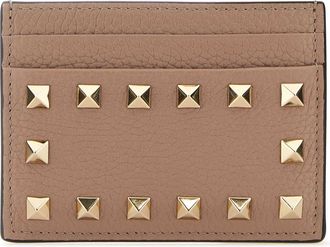 Valentino Garavani Powder Pink Leather Rockstud Card Holder