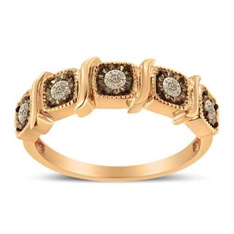 House of Brilliance 10K Rose Gold Flashed Silver Miracle-Set 1/4 Ctw Diamond 5-Stone Band Ring in Rose Gold Over Silver at Nordstrom, Size 6.5