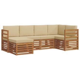 vidaXL Conjunto De Sof&aacute; Seccional Con Coj&iacute;n 6 Pcs Natural Y Beige Vidaxl