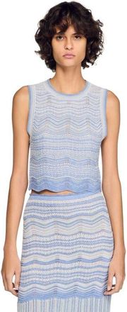 Sandro Decorative knit crop top in Sky Blue at Nordstrom, Size X-Small