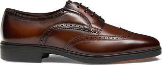 Santoni Heren leren Easy brogue veterschoen - Heren - Nette schoenen - Bruin - 40 EU - Schoenen
