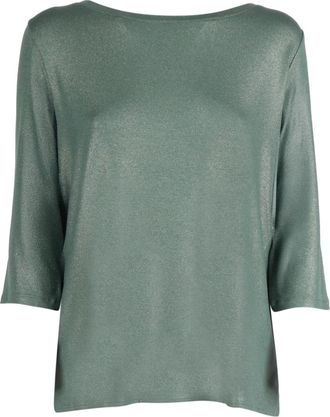 Majestic Filatures Rondgebreide bovenkleding - Dames - Ronde hals truien - Groen - M - Truien & Vesten