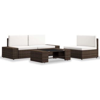 vidaXL Vidaxl - Juego De Muebles De Jard&iacute;n 4 Piezas Rat&aacute;n Sint&eacute;tico Marr&oacute;n