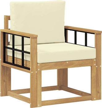 vidaXL Sof&aacute; De Exterior Poli&eacute;ster Blanco Y Crema Vidaxl