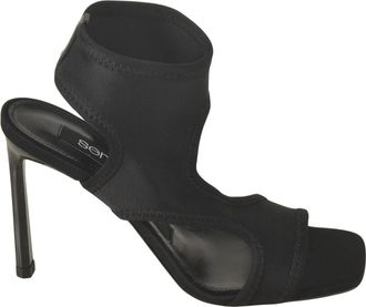 Sergio Rossi Zwarte Sandalen - Dames - Sandalen met hakken - Zwart - 39 EU - Schoenen