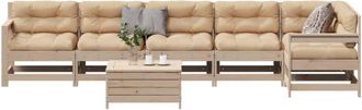 vidaXL Juego De Muebles De Jard&iacute;n 7 Pzas Y Cojines Madera Maciza Pino Vidaxl