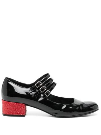 Saint Laurent triple-strap Mary Jane pumps - Black