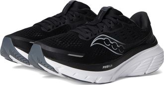 Saucony Womens Guide 18 Road Running Shoe, Black/White, 6.5