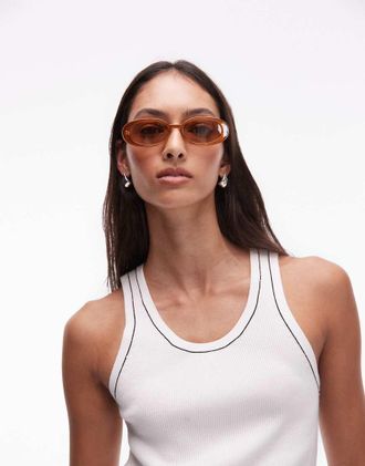 Le Specs Outta Love - Occhiali da sole ovali color caramello-Marrone