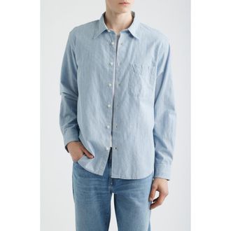 Madewell The Allday Indigo Stripe Button-Up Shirt in Monaca Stripe at Nordstrom, Size Xx-Large