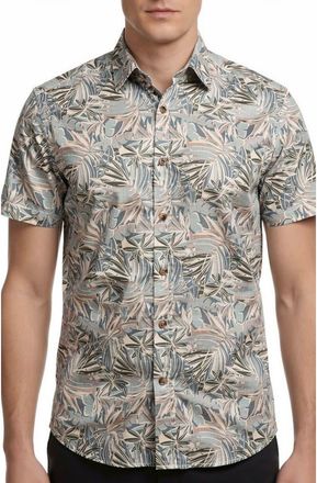 Report Collection Yarn Dye Tropical Print Button-Up Shirt in Green at Nordstrom Rack, Size Xx-Large