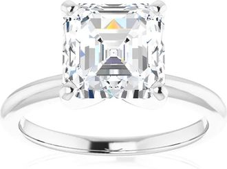 Pompeii3 3Ct Asscher Solitaire Moissanite Engagement Ring in White Yellow or Rose Gold